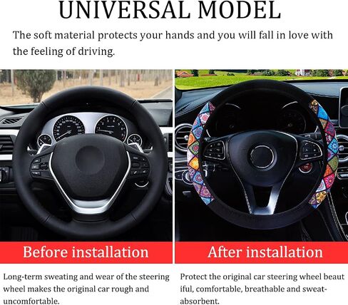 BESULEN Car Steering Wheel Cover, Soft Breathable Anti-Slip Auto Steering Wheel Protector Fit 15 Inch, Universal Vehicle Interior Accessories for Cars, SUVs, Trucks, and Vans (Pink) in Saudi Arabia