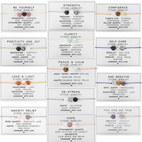 Healing Chakra Amethyst Crystal Beaded Bracelet with Wish Card Adjustable Spiritual Anxiety Relief Reiki Stone Braide String Bracelet for Women Yoga Meditation Jewelry Gifts in Kuwait