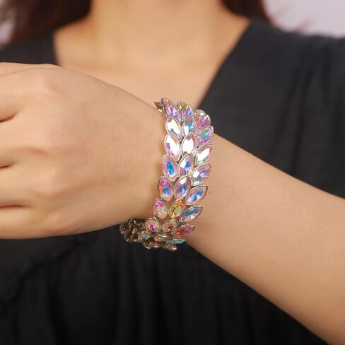 Women Girls Layered Marquise Crystal Bracelets Art Deco Crystal Rhinestone Bracelet Elastic Rhinestone Bracelets for Women Girls in Saudi Arabia