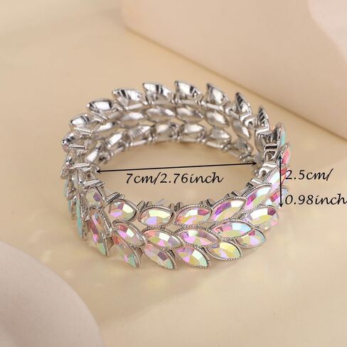 Women Girls Layered Marquise Crystal Bracelets Art Deco Crystal Rhinestone Bracelet Elastic Rhinestone Bracelets for Women Girls in Saudi Arabia