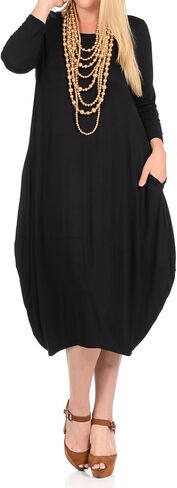Pastel by Vivienne Women's Cocoon 3/4 Sleeve Mdi Dress Plus Size with Pockets in Kuwait