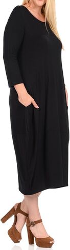 Pastel by Vivienne Women's Cocoon 3/4 Sleeve Mdi Dress Plus Size with Pockets in Kuwait