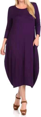Pastel by Vivienne Women's Cocoon 3/4 Sleeve Mdi Dress Plus Size with Pockets in Kuwait