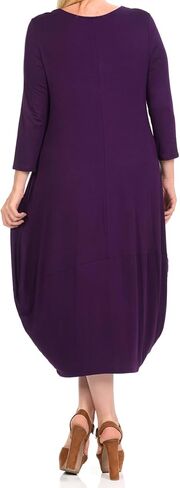 Pastel by Vivienne Women's Cocoon 3/4 Sleeve Mdi Dress Plus Size with Pockets in Kuwait