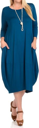 Pastel by Vivienne Women's Cocoon 3/4 Sleeve Mdi Dress Plus Size with Pockets in Kuwait