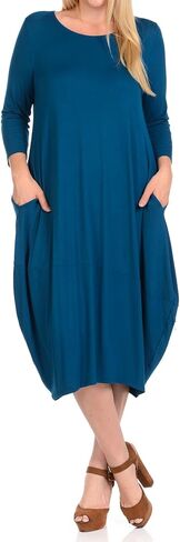 Pastel by Vivienne Women's Cocoon 3/4 Sleeve Mdi Dress Plus Size with Pockets in Kuwait