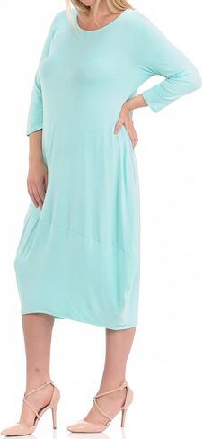Pastel by Vivienne Women's Cocoon 3/4 Sleeve Mdi Dress Plus Size with Pockets in Kuwait
