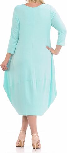 Pastel by Vivienne Women's Cocoon 3/4 Sleeve Mdi Dress Plus Size with Pockets in Kuwait