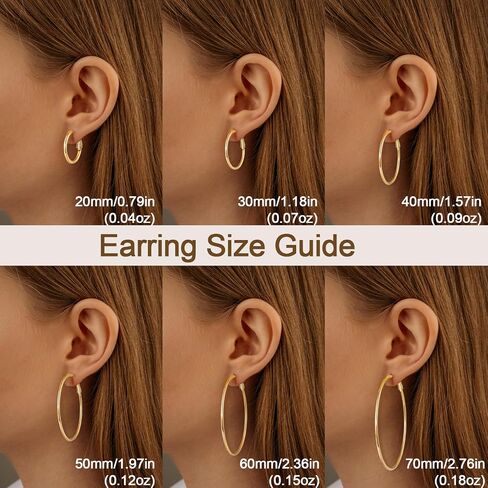 Jewlpire 14K Gold Plated 925 Sterling Sliver Post Hoop Earrings, 2MM Thick Hoop earrings Lightweight Large Gold Hoop Earrings for Women Trendy 20/30/40/50/60/70mm in Kuwait