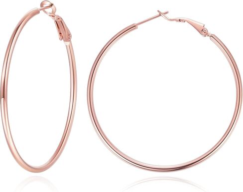 Jewlpire 14K Gold Plated 925 Sterling Sliver Post Hoop Earrings, 2MM Thick Hoop earrings Lightweight Large Gold Hoop Earrings for Women Trendy 20/30/40/50/60/70mm in Kuwait