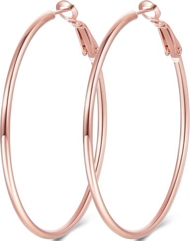 Jewlpire 14K Gold Plated 925 Sterling Sliver Post Hoop Earrings, 2MM Thick Hoop earrings Lightweight Large Gold Hoop Earrings for Women Trendy 20/30/40/50/60/70mm in Kuwait