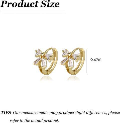 Dainty Bow Earrings for Women Rhinestone Gold Bow Earrings Ribbon Bow Huggies Hoop Earrings Christmas Stocking Stuffers in Saudi Arabia