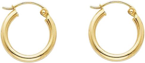 Jewels By Lux 14K Yellow Or White Gold Earrings 2mm Round Tube Polished Hoop in Saudi Arabia