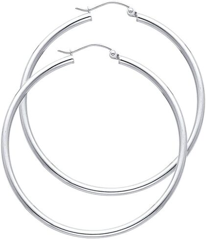 Jewels By Lux 14K Yellow Or White Gold Earrings 2mm Round Tube Polished Hoop in Saudi Arabia