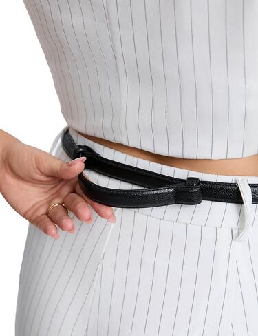 FAN&LOUIS Brown Belt Women, Skinny Waist Belt Ladies Adjustable Black Leather Belt with Gold Buckle for Dress,Jeans,and Coats in Saudi Arabia