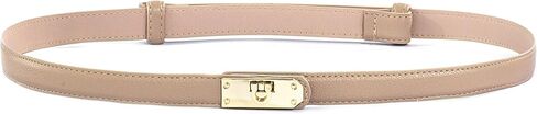 FAN&LOUIS Brown Belt Women, Skinny Waist Belt Ladies Adjustable Black Leather Belt with Gold Buckle for Dress,Jeans,and Coats in Saudi Arabia