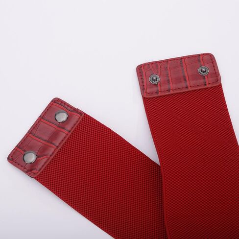 Jumwrit Pu Leather Wide Waist Belt Layered Hollow Out Rivets Cinch Belt Fashion Dress Tied Corset Elastic Stretch Waistband in Kuwait