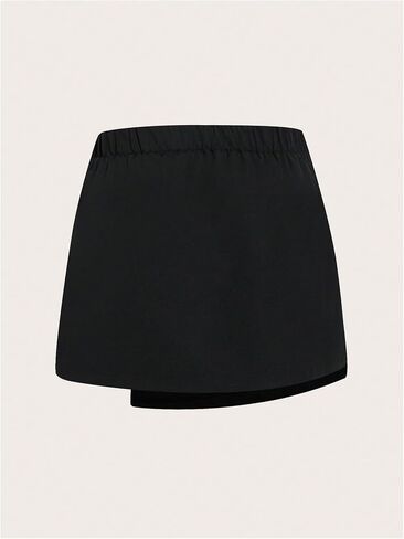 MakeMeChic Women's Plus Size Summer Elastic High Waist Drawstring Asymmetrical Zipper Mini Skirt in Saudi Arabia