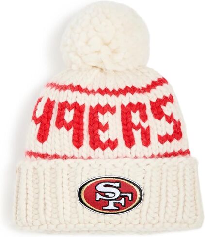 قبعة Lele Sadoughi النسائية البيضاء 49ers مع غزل بوم بوم in Kuwait