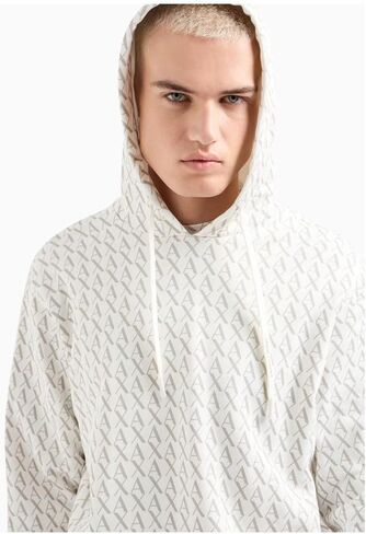 Armani Exchange Men's All Over Ax Print Cotton Hooded Sweatshirt in Saudi Arabia