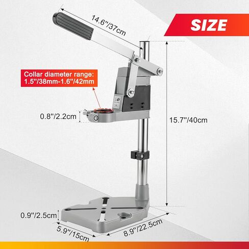 DASBET Universal Drill Press Stand | Adjustable Electric Bench Clamp Support Tool for Hand Drill Double Hole Workstation with Aluminum Base Portable Drill Press Table for Workbench Repair in Saudi Arabia