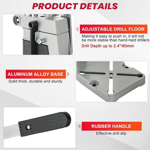 DASBET Universal Drill Press Stand | Adjustable Electric Bench Clamp Support Tool for Hand Drill Double Hole Workstation with Aluminum Base Portable Drill Press Table for Workbench Repair in Saudi Arabia