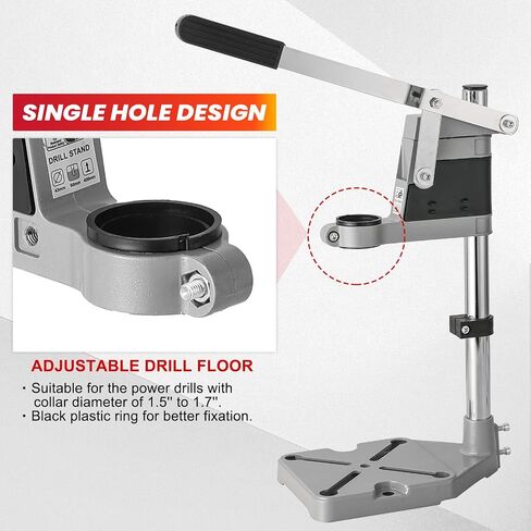 DASBET Universal Drill Press Stand | Adjustable Electric Bench Clamp Support Tool for Hand Drill Double Hole Workstation with Aluminum Base Portable Drill Press Table for Workbench Repair in Saudi Arabia