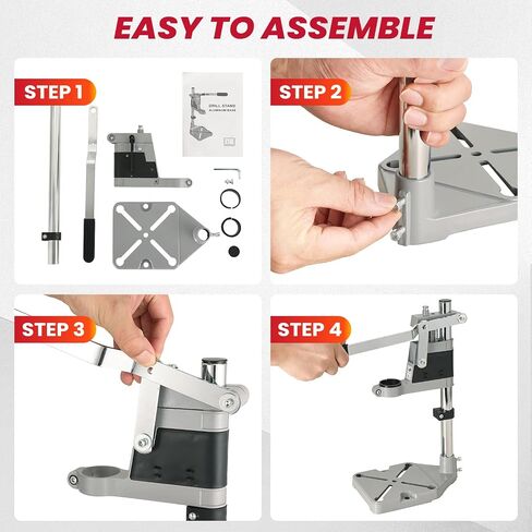 DASBET Universal Drill Press Stand | Adjustable Electric Bench Clamp Support Tool for Hand Drill Double Hole Workstation with Aluminum Base Portable Drill Press Table for Workbench Repair in Saudi Arabia