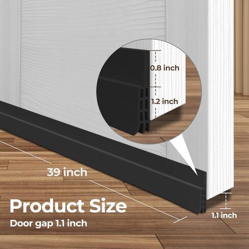 Door Draft Stopper Under Door Sweep - Ohuhu 2 Pack 37" L x 1-4/5"W Door Draft Blocker Weather Stripping for Exterior Interior Doors Door Seal Gap Filler Bottom Dust Noise Insulation Draft Guard-White in Saudi Arabia
