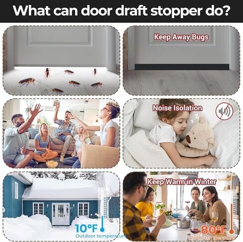 Door Draft Stopper Under Door Sweep - Ohuhu 2 Pack 37" L x 1-4/5"W Door Draft Blocker Weather Stripping for Exterior Interior Doors Door Seal Gap Filler Bottom Dust Noise Insulation Draft Guard-White in Saudi Arabia