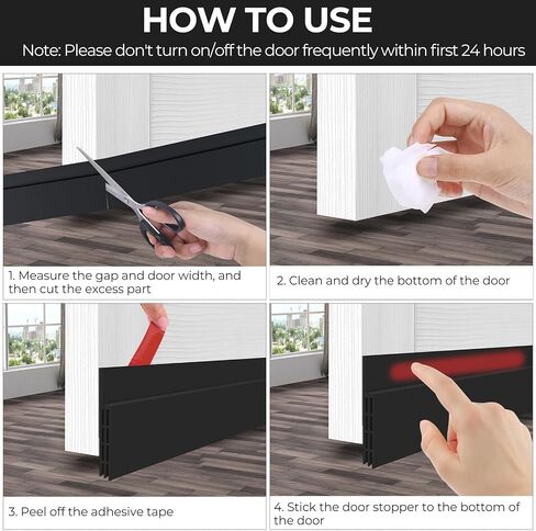 Door Draft Stopper Under Door Sweep - Ohuhu 2 Pack 37" L x 1-4/5"W Door Draft Blocker Weather Stripping for Exterior Interior Doors Door Seal Gap Filler Bottom Dust Noise Insulation Draft Guard-White in Saudi Arabia