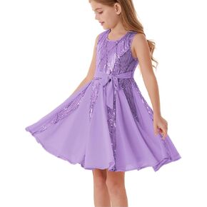 GRACE KARIN Gold Dress for Girls Sparkly Sequin Fancy Party Formal Homecoming Birthday Sleeveless