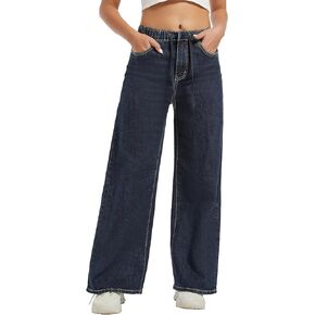Women's High Waisted Wide Leg Pants Elastic Waist Drawstring Straight Leg Jeans Lounge Sweat Joggers Pants