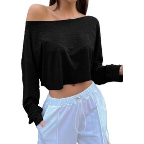 تي شيرت Avanova نسائي بدون أكتاف ورقبة قارب وأكمام طويلة وفضفاض كبير الحجم in Kuwait