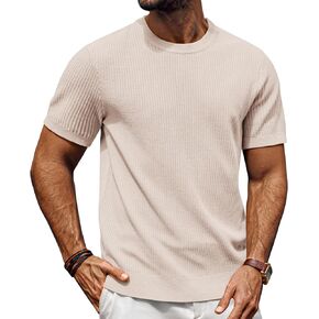 PJ PAUL JONES Mens T-Shirts Knit Crewneck Shirt Casual Short Sleeve Textured Pullover Tees