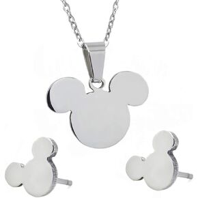 Mouse Mickey Jewelry Set For Women Necklace Earrings Sets Stainless Steel Crystal Fashion Gift
