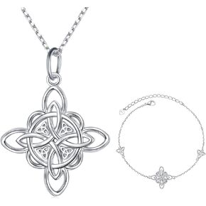 FLYOW Item Celtic Knot Pendant Necklace and Item Celtic Knot Bracelet Bundle
