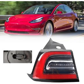 Dasbecan Rear Left Outer Tail Light Assembly Led Lamp Compatible With 2021 2022 2023 Tesla Model Y Yellow Signal Light (4Pin)