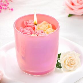 Tondiamo Valentine's Day Scented Candle Rose Aromatherapy Candles Gift 9 oz 50 Hours Long Lasting Candle for Women Pink Romantic Soy Wax Candle for Wedding Anniversary Birthday Mother's Day Home Decor