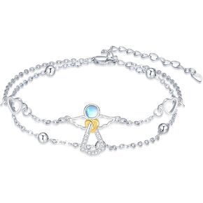 Angel Bracelets 925 Sterling Silver Angel Wings Bracelets for Women Adjustable Guardian Angel Bracelet Jewelry Gifts for Women Daughter Wife Sister Girlfriend