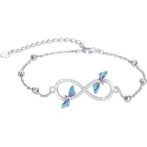 OHAYOO Dragonfly Bracelet for Women 925 Sterling Silver Dragonfly Infinity Bracelet Dragonfly Jewelry Gifts for Mom Dragonfly Lovers