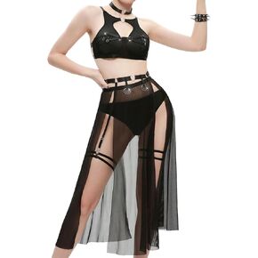 مثير انقطاع حلقة Strappy Underwire محض شبكة المختنق الرباط الحزام تنورة الملابس الداخلية مجموعة 6 قطعة in Kuwait