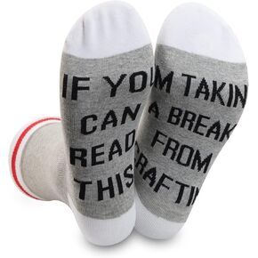 PWHAOO 1 Pair Crafting Gift Craft Lover Crafter Gift If You Can Read This I’m Taking Brake From Crafting Socks (Brake From Crafting Sock)