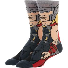 Grand Clothing Outlet Super Hero Marvel Comics Thor Character 360 Crew Socks Gray One Size