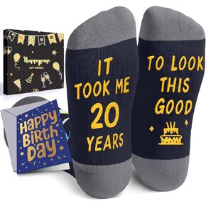 HAPPYPOP 20th Birthday Gifts Socks Ideas - Socks for 20 Year Olds Women Men, Best Gifts for 20 Year Olds, 20th Birthday Socks With Greeting Card
