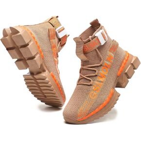 Jakcuz Men's High Top Sneakers Breathable Gym Athletic Running Walking Tennis Boy Comfortable Fashion Platform Shoes