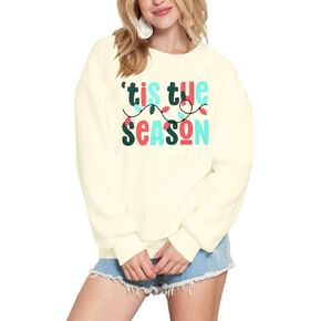 BLANCHES Christmas Sequin Sweatshirt for Women Tis The Season Fall Pullover Xmas Shirts Merry Christmas Holiday Tops