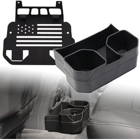 Rear Dual Cup Holder Expander Compatible with Ford Bronco Accessories for 2021 2022 2023 4Door, Back Seat Cup Holder Stand with Storage Box Bolt on Mounted