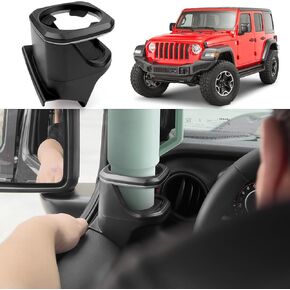 Cup Holder Fit for 2018-2024 Jeep Wrangler JL JLU 4XE/Gladiator JT Accessories, Door Cup Holders for Jeep Gladiator 2020-2024&Jeep Wrangler 2018-2024(Not fit 2 Doors) (Rear Row, Left+Right)