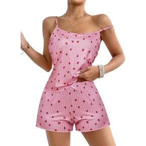 Marvmys Women's Pajama Set Sleeveless Cami Shorts Pajamas Cotton Rib Knit Sleepwear Nightwear Soft Pjs Lounge Set S-2XL in Saudi Arabia